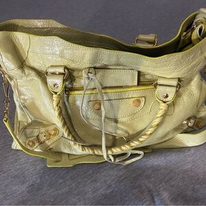 Yellow Leather Tote Handbag - Unbranded